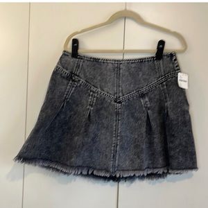 Free People- black denim frayed skirt